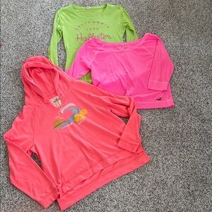 Hollister Women’s Neon Pink, Coral, & Lime Green Tops Trio